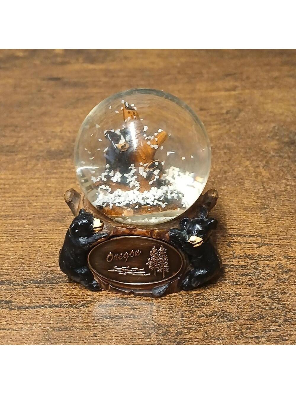 Miniature 2.5" Oregon Snowglobe, Bears, Trees